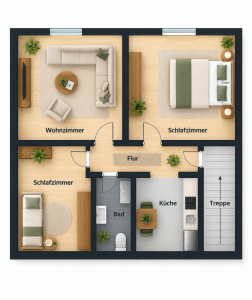 Wohnungsgrundriss mit Einrichtung - Beispiel